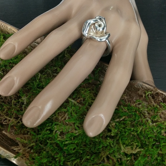 STERLING SILVER Sculpted Rosebud Ring Israel - Picture 5 of 8